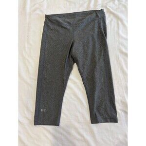 Under Armour Women’s Gray Heather Capri Leggings Side Pockets Reflective Active